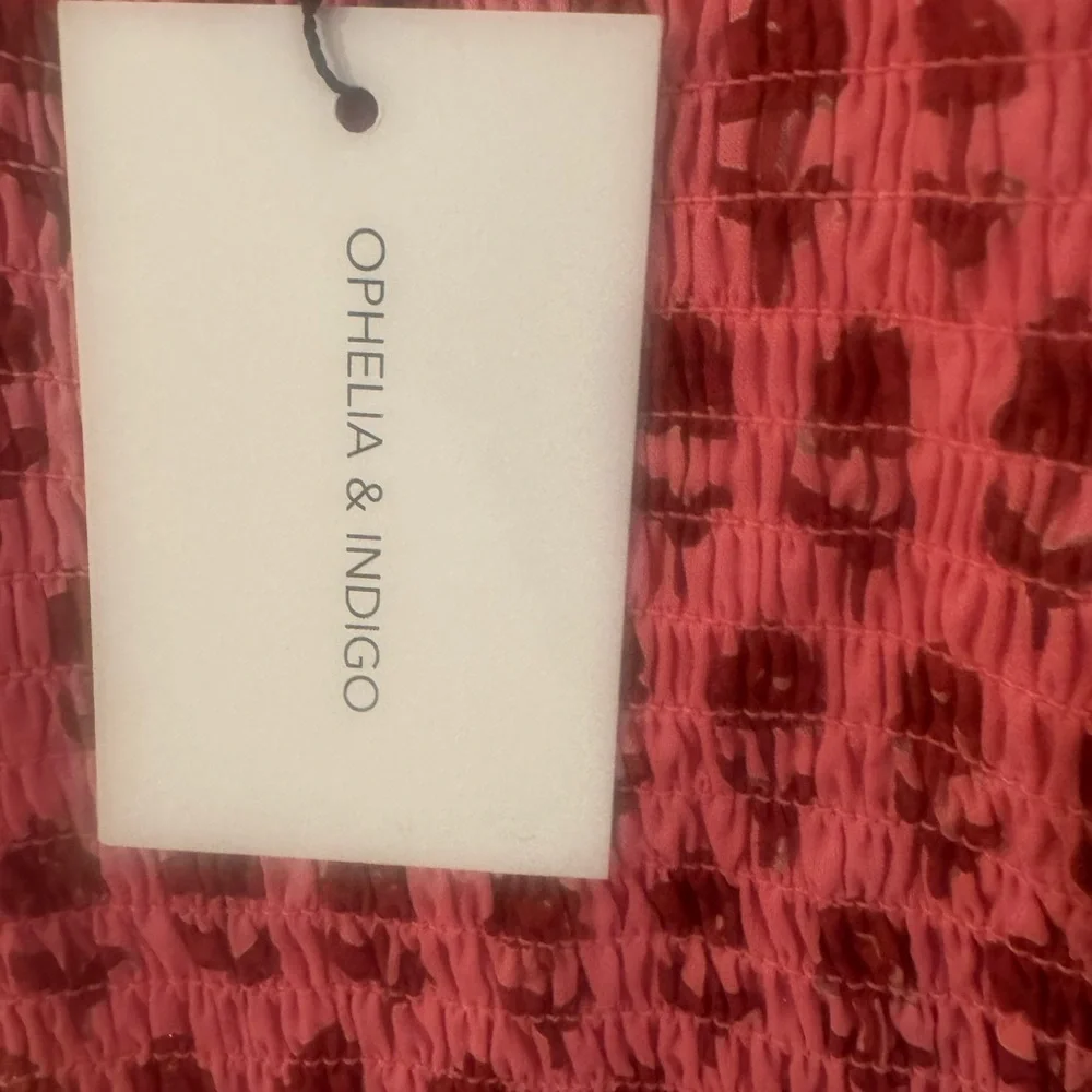 NWT Ophelia & Indigo Pink Floral Smocked Puff Sleeve Dress Cottagecore – XS - Picture 7 of 8